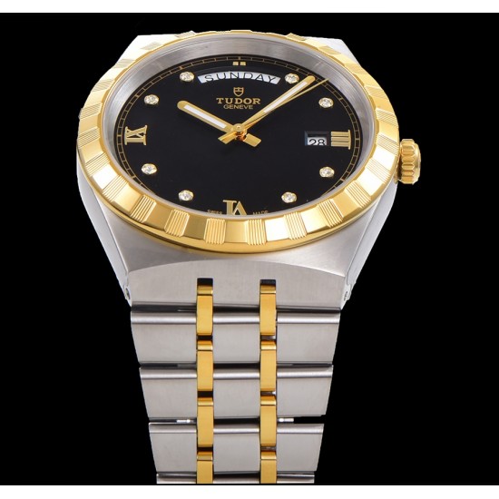 Tudor-Royal Day-Date 41mm SS/YG Black/Dia V7F A2824
