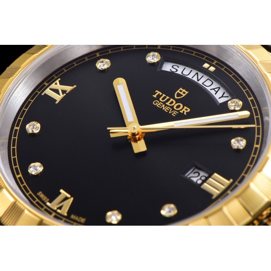 Tudor-Royal Day-Date 41mm SS/YG Black/Dia V7F A2824