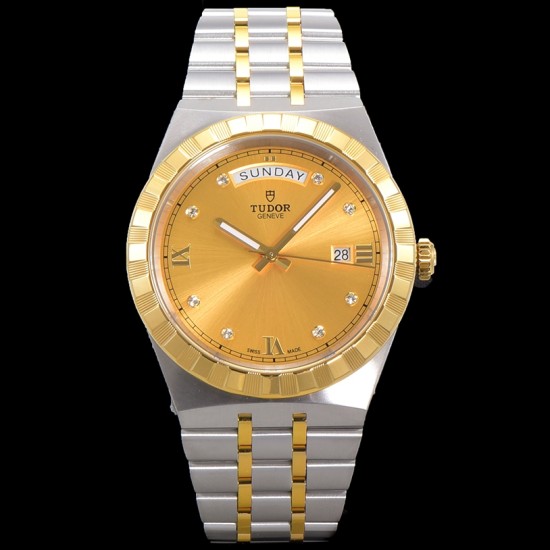 Tudor-Royal Day-Date 41mm SS/YG Gold/Dia V7F A2824