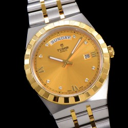 Tudor-Royal Day-Date 41mm SS/YG Gold/Dia V7F A2824