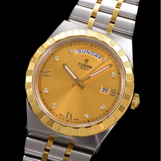 Tudor-Royal Day-Date 41mm SS/YG Gold/Dia V7F A2824