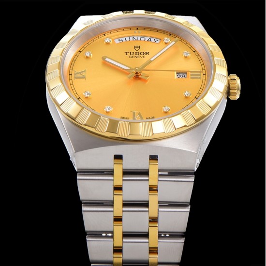 Tudor-Royal Day-Date 41mm SS/YG Gold/Dia V7F A2824