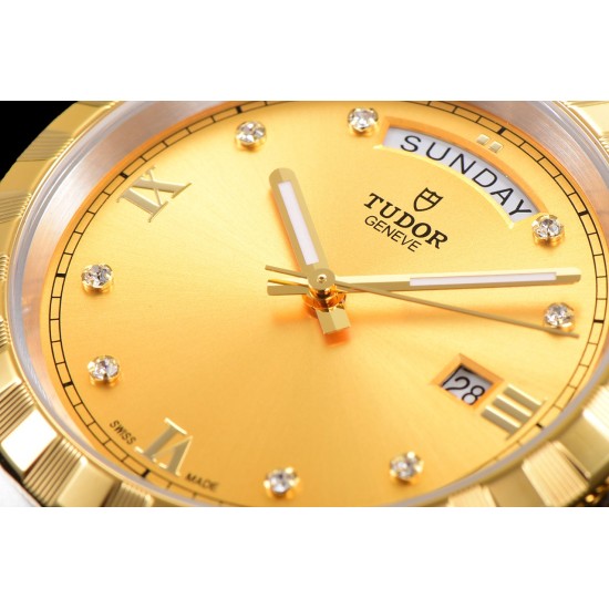 Tudor-Royal Day-Date 41mm SS/YG Gold/Dia V7F A2824