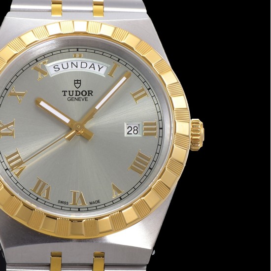Tudor-Royal Day-Date 41mm SS/YG Silver/Rmn V7F A2824