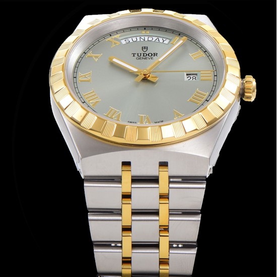 Tudor-Royal Day-Date 41mm SS/YG Silver/Rmn V7F A2824