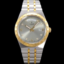 Tudor-Royal Day-Date 41mm SS/YG Black/Dia V7F A2824