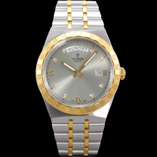 Tudor-Royal Day-Date 41mm SS/YG Black/Dia V7F A2824