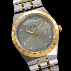 Tudor-Royal Day-Date 41mm SS/YG Black/Dia V7F A2824