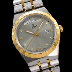 Tudor-Royal Day-Date 41mm SS/YG Black/Dia V7F A2824