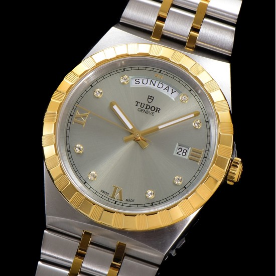 Tudor-Royal Day-Date 41mm SS/YG Black/Dia V7F A2824