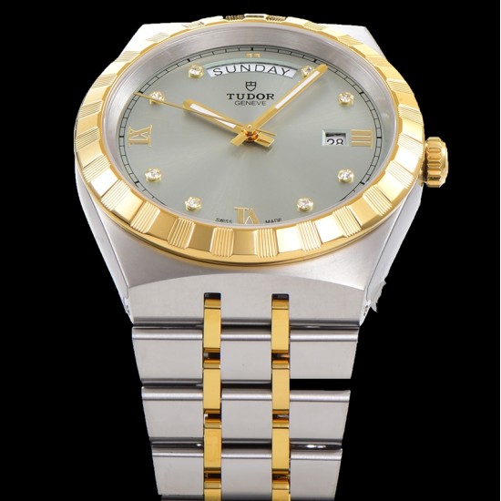 Tudor-Royal Day-Date 41mm SS/YG Black/Dia V7F A2824