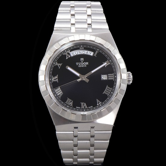 Tudor-Royal Day-Date 41mm SS/SS Black/Rmn V7F A2824
