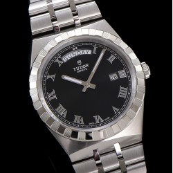 Tudor-Royal Day-Date 41mm SS/SS Black/Rmn V7F A2824