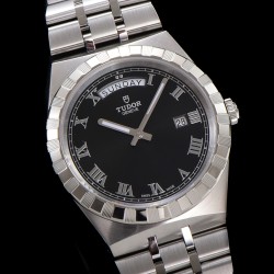 Tudor-Royal Day-Date 41mm SS/SS Black/Rmn V7F A2824