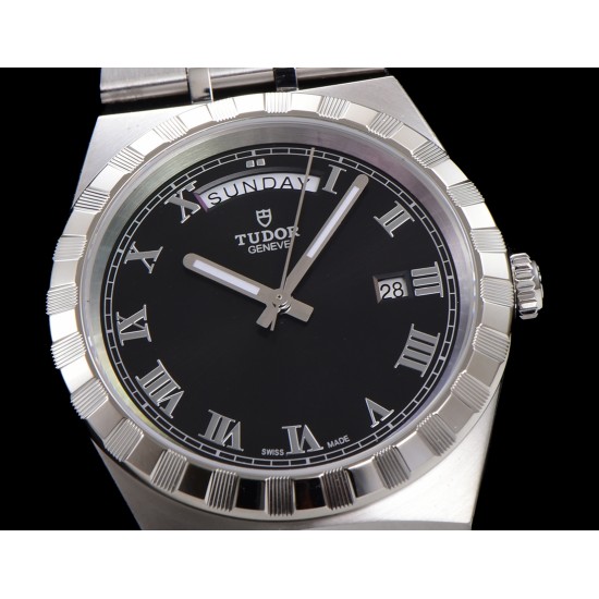Tudor-Royal Day-Date 41mm SS/SS Black/Rmn V7F A2824