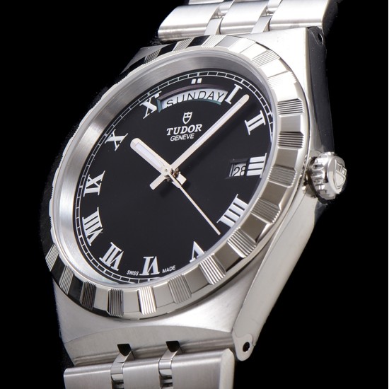 Tudor-Royal Day-Date 41mm SS/SS Black/Rmn V7F A2824