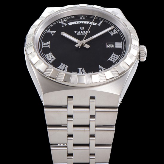 Tudor-Royal Day-Date 41mm SS/SS Black/Rmn V7F A2824