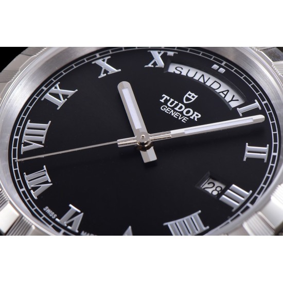 Tudor-Royal Day-Date 41mm SS/SS Black/Rmn V7F A2824