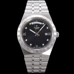 Tudor-Royal Day-Date 41mm SS/SS Black/Dia V7F A2824