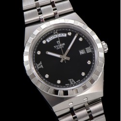 Tudor-Royal Day-Date 41mm SS/SS Black/Dia V7F A2824