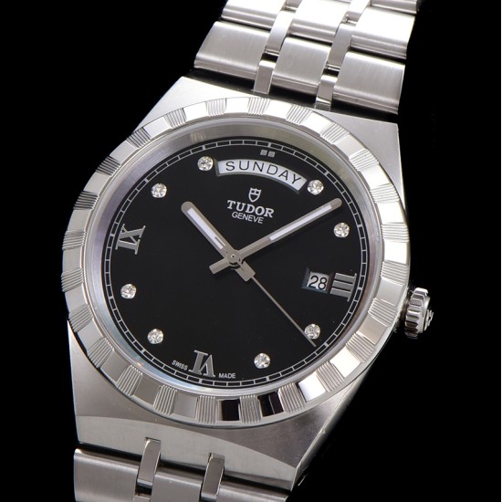 Tudor-Royal Day-Date 41mm SS/SS Black/Dia V7F A2824