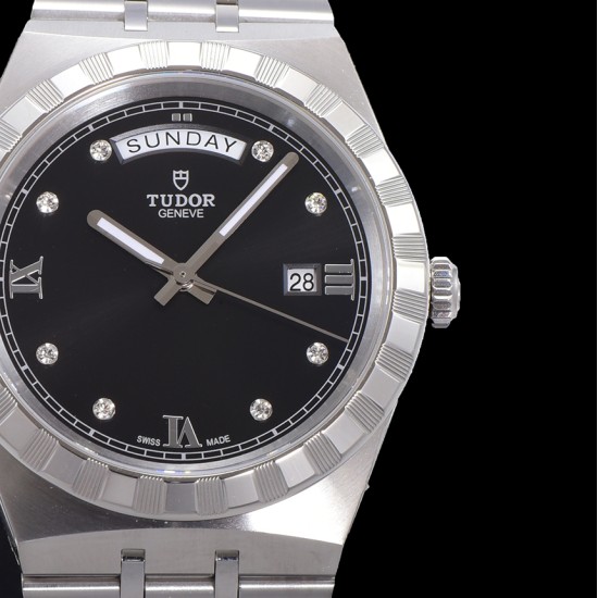 Tudor-Royal Day-Date 41mm SS/SS Black/Dia V7F A2824