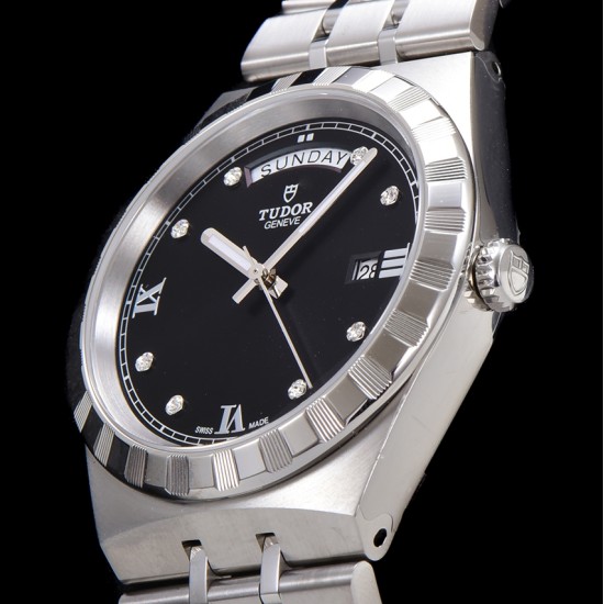 Tudor-Royal Day-Date 41mm SS/SS Black/Dia V7F A2824
