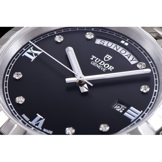 Tudor-Royal Day-Date 41mm SS/SS Black/Dia V7F A2824