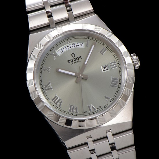 Tudor-Royal Day-Date 41mm SS/SS Silver/Rmn V7F A2824
