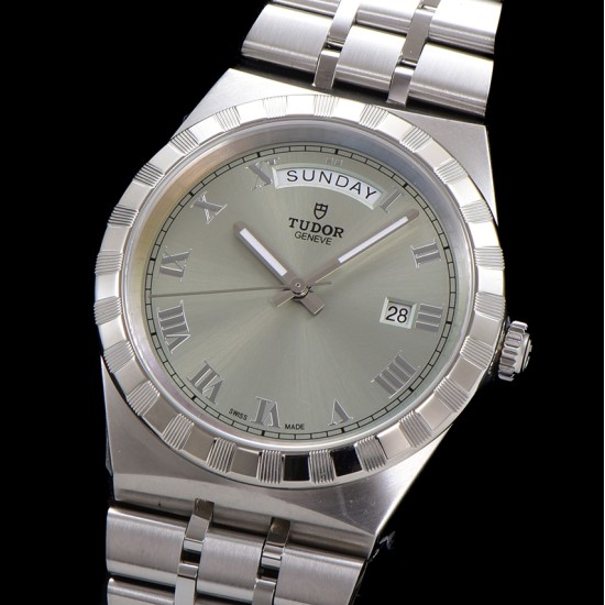 Tudor-Royal Day-Date 41mm SS/SS Silver/Rmn V7F A2824