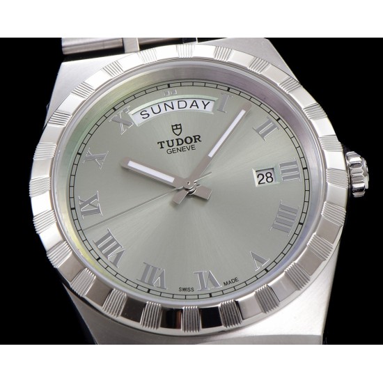 Tudor-Royal Day-Date 41mm SS/SS Silver/Rmn V7F A2824