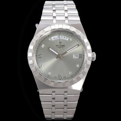 Tudor-Royal Day-Date 41mm SS/SS Silver/Dia V7F A2824