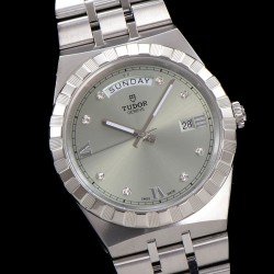 Tudor-Royal Day-Date 41mm SS/SS Silver/Dia V7F A2824