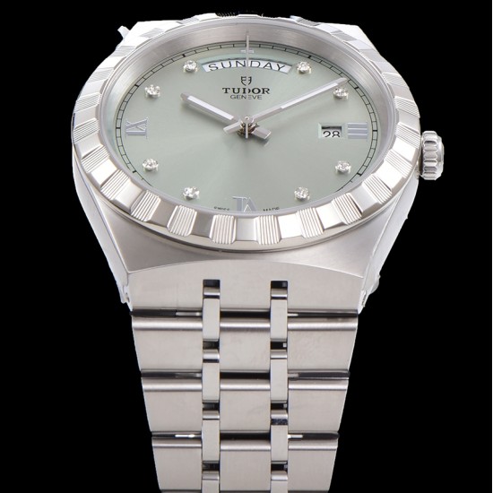Tudor-Royal Day-Date 41mm SS/SS Silver/Dia V7F A2824