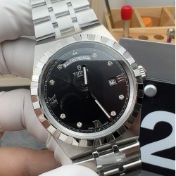 Tudor-Royal Day-Date 41mm SS/SS Black/Dia V7F A2824 Automatic
