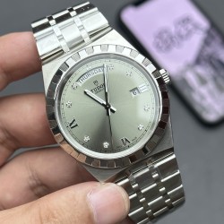 Tudor-Royal Day-Date 41mm SS/SS Silver/Dia V7F A2824 Automatic