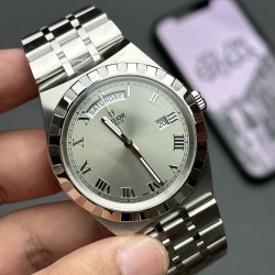 Tudor-Royal Day-Date 41mm SS/SS Silver/Rmn V7F A2824 Automatic