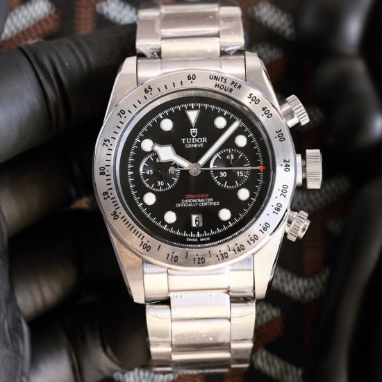 Tudor-Black Bay Chrono 42mm SS/SS Black Dial BLSF A7750 Automatic