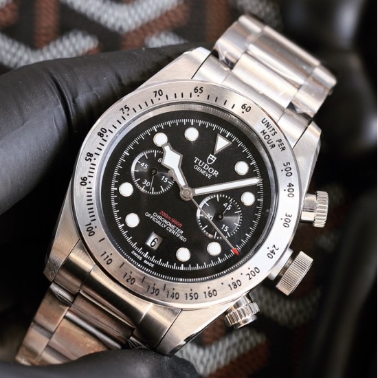 Tudor-Black Bay Chrono 42mm SS/SS Black Dial BLSF A7750 Automatic