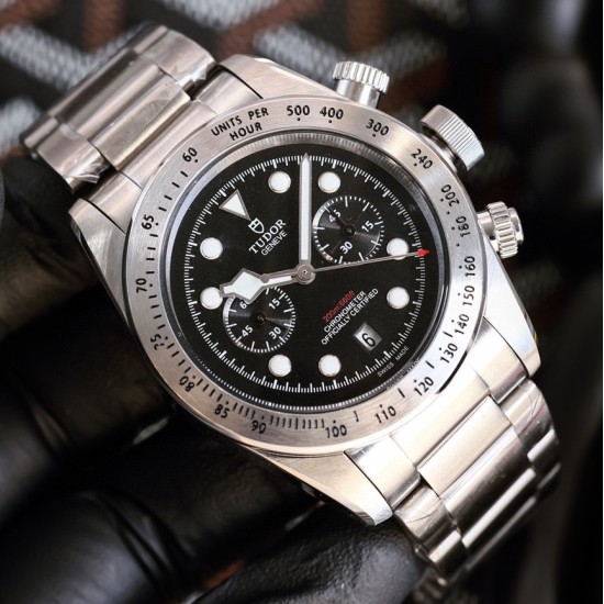 Tudor-Black Bay Chrono 42mm SS/SS Black Dial BLSF A7750 Automatic