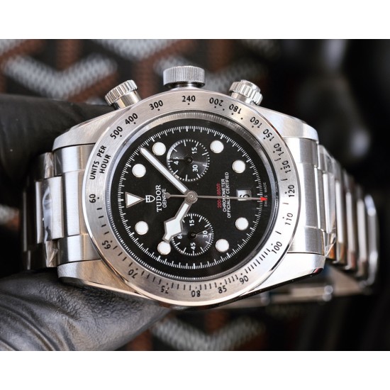Tudor-Black Bay Chrono 42mm SS/SS Black Dial BLSF A7750 Automatic