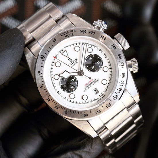 Tudor-Black Bay Chrono 42mm SS/SS White Dial BLSF A7750 Automatic