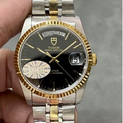 Tudor-Prince Date Day Ladies 36mm YG/SS Black/Stk MKS A2824