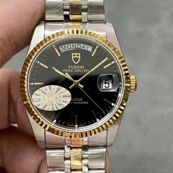 Tudor-Prince Date Day Ladies 36mm YG/SS Black/Stk MKS A2824