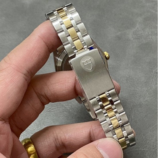 Tudor-Prince Date Day Ladies 36mm YG/SS Black/Stk MKS A2824