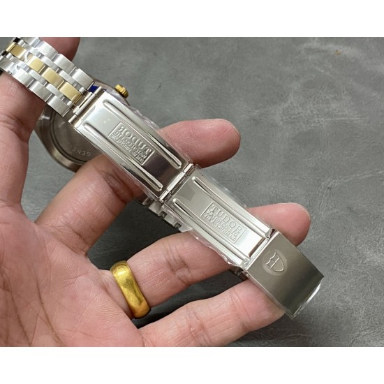 Tudor-Prince Date Day Ladies 36mm YG/SS Black/Stk MKS A2824