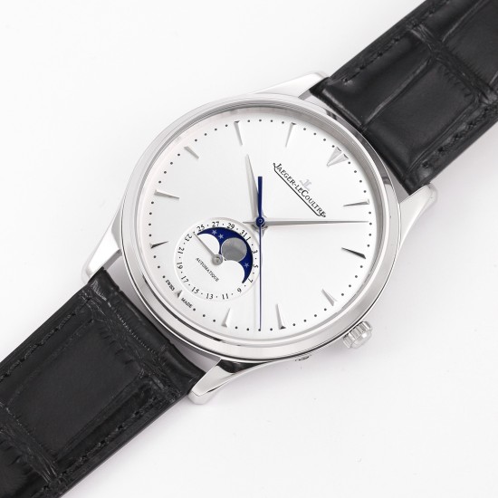 Jaeger LeCoultre-Master Ultra Thin Moonphase 39mm SS/LE White/Stk GF A925 Super Clone