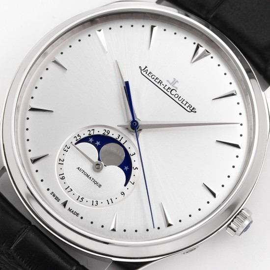 Jaeger LeCoultre-Master Ultra Thin Moonphase 39mm SS/LE White/Stk GF A925 Super Clone