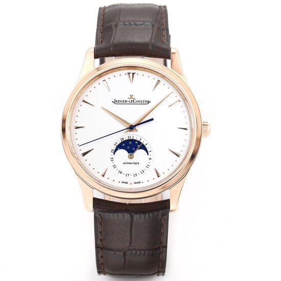 Jaeger LeCoultre-Master Ultra Thin Moonphase 39mm Rose/LE White/Stk GF A925 Super Clone