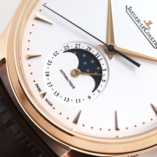 Jaeger LeCoultre-Master Ultra Thin Moonphase 39mm Rose/LE White/Stk GF A925 Super Clone